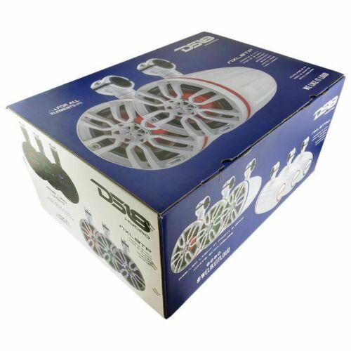 DS18 NXL6TPW 6.5" 100 Watt RMS 4-Ohm Marine Coaxial RGB White Tower Speakers