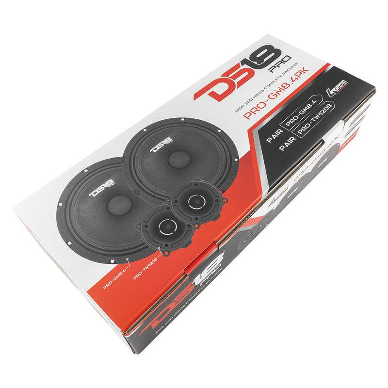 DS18 PRO-GM8.4PK 8" Midrange Speakers & Bullet Tweeters Package 1760W Max
