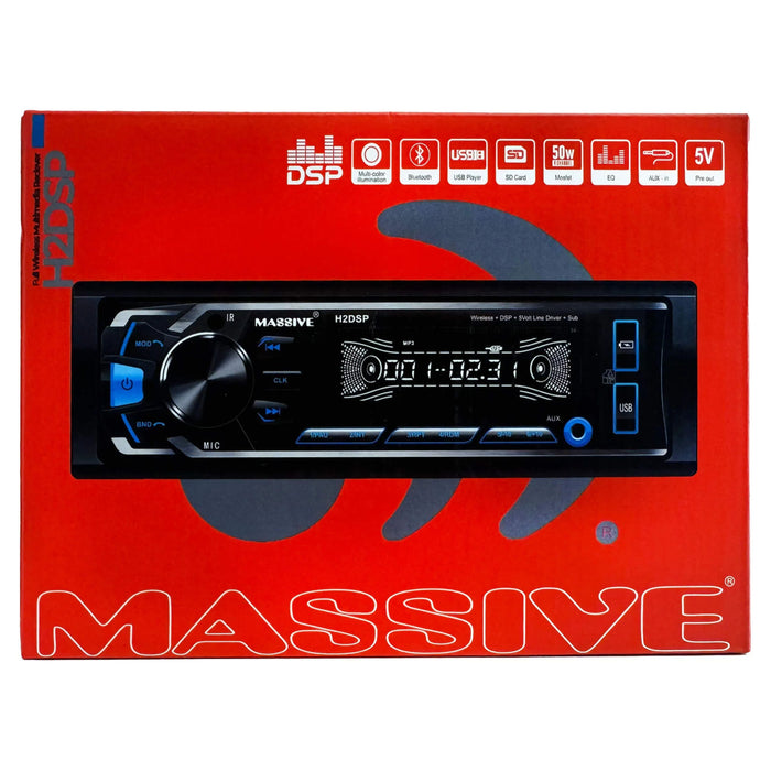 Massive Audio 1-Din Full Wireless Multi-Media Receiver w/DSP & Subwoofer Output