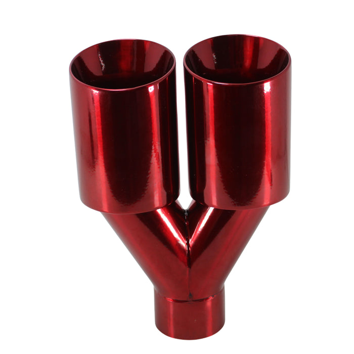 Mach-Speed Universal Car Exhaust Tip Slant Cut Double Wall Powder Red ET-025RD