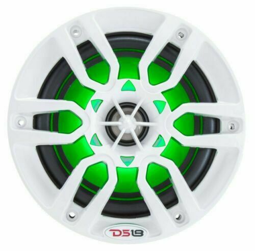 DS18 8" 125W 4 Ohm Power Sport Marine Speakers RGB LED Hydro 1 PAIR White NXL8