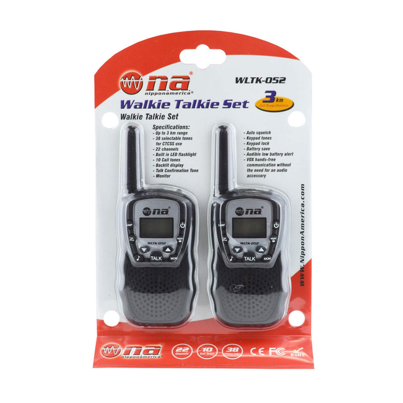 22-Ch 3km Range Backlit Two-Way Radio Walkie Talkies w/ Built in Flashlight