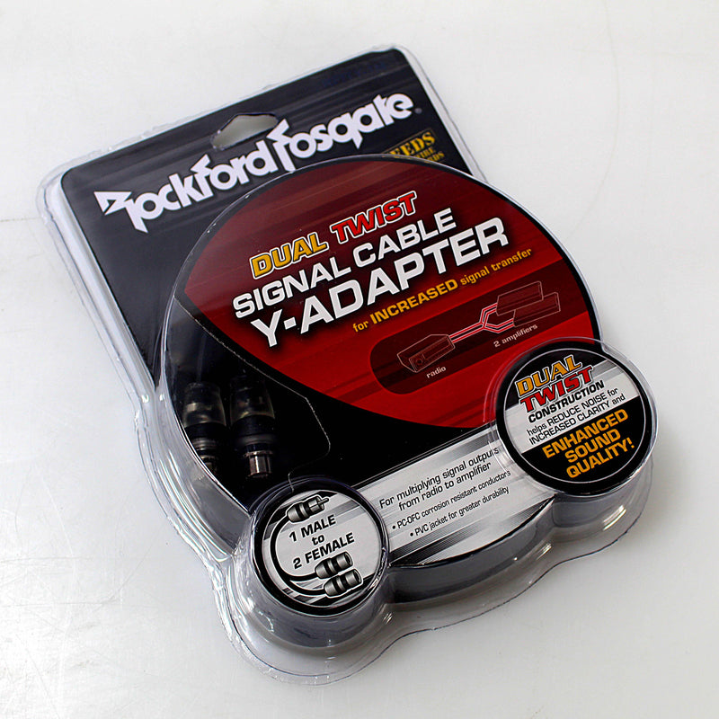 Rockford Fosgate Y-Adapter RCA Cable 2 Female to 1 Male Dual Twist Radio to Amp