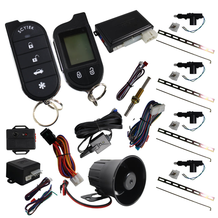 A4.2W Car Alarm Security System with Siren, Keyless Entry 2-Way LCD Remote Start