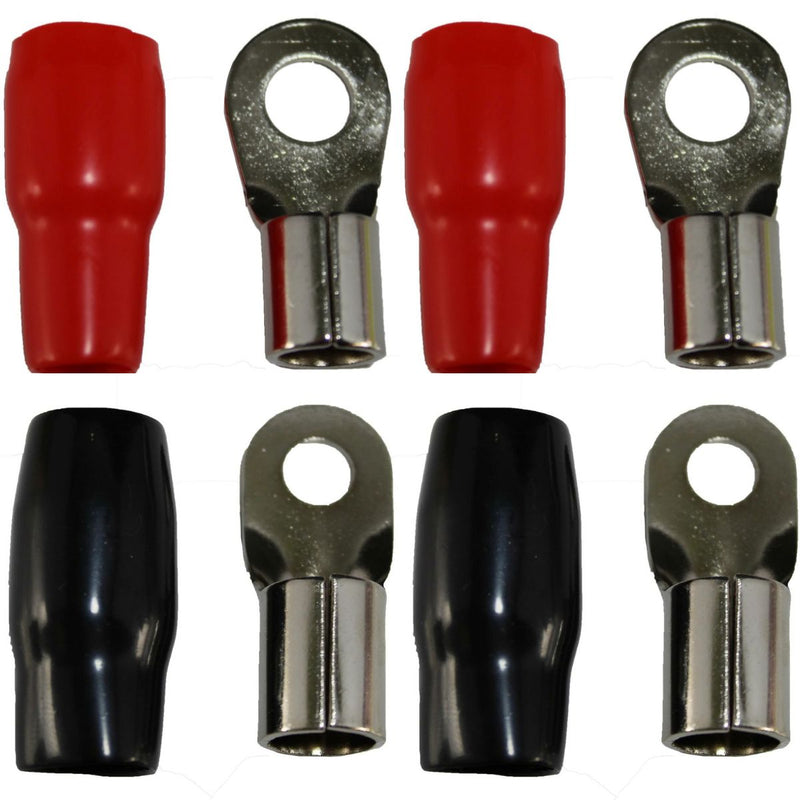 XS Power 4pk, 2 Red 2 Black 4 AWG 10.5MM Ring Terminals Nickle Plated XS-RT4L-RD