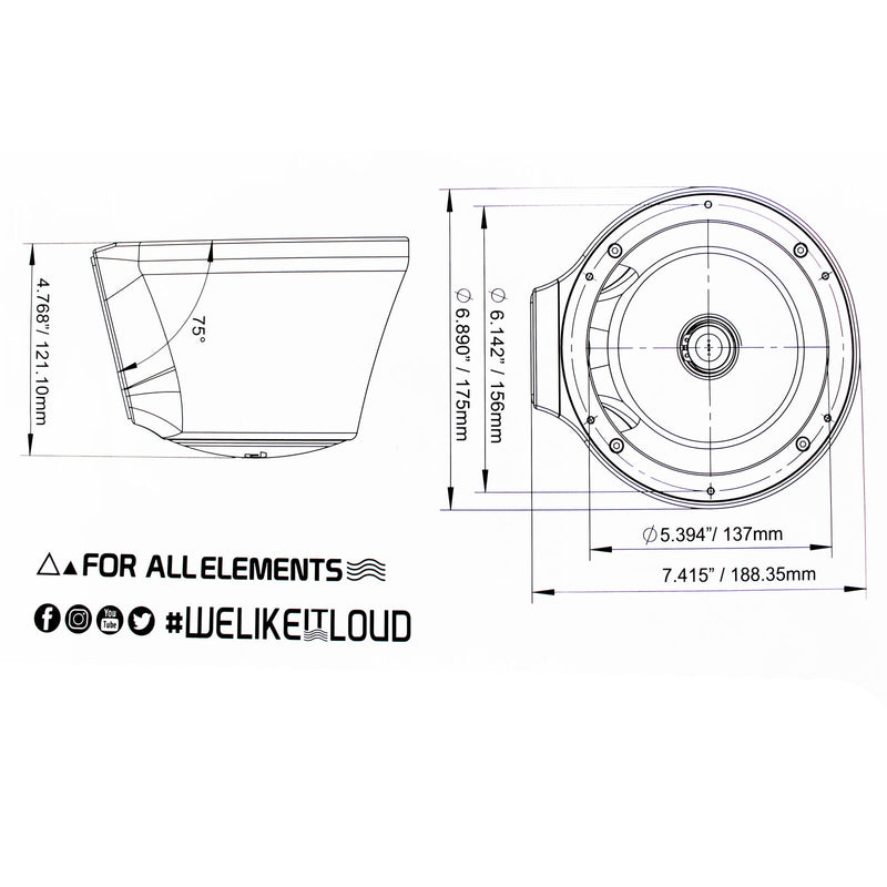 DS18 6.5" Jet Ski, Marine, Jeep & UTV/ATV Pod Enclosure-Pair (No Speaker) White