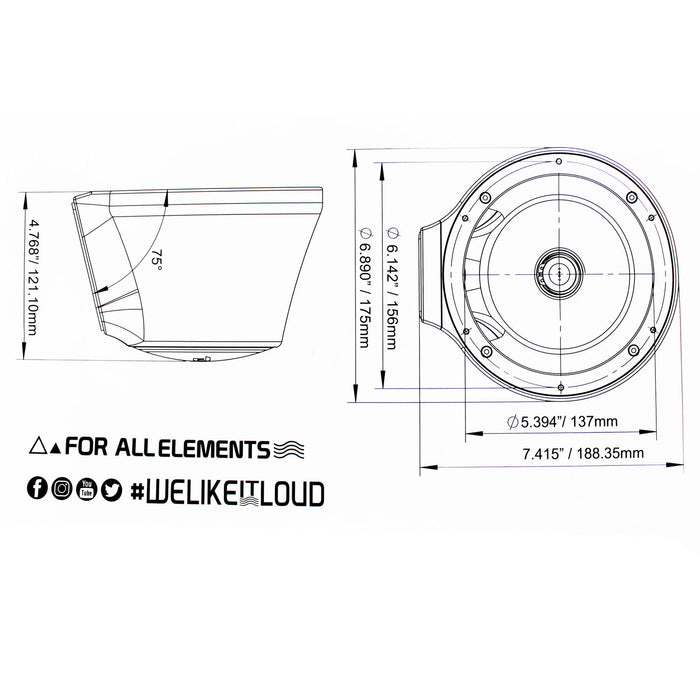 DS18 6.5" Jet Ski, Marine, Jeep & UTV/ATV Pod Enclosure-Pair (No Speaker) White