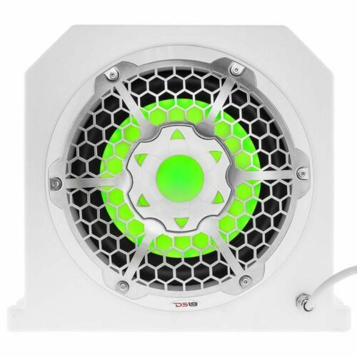 DS18 10" Subwoofer White Marine Box Loaded RGB LED 4 Ohm 700W NXL10SUBLD