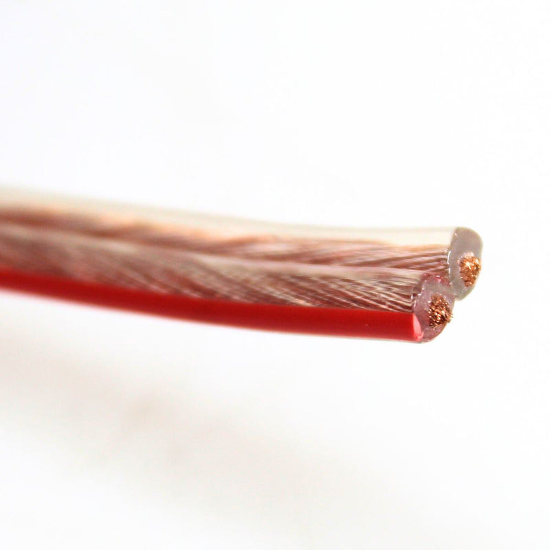 Audiopipe 12 Gauge (AWG) OFC Clear Speaker Wire w/ Red Stripe