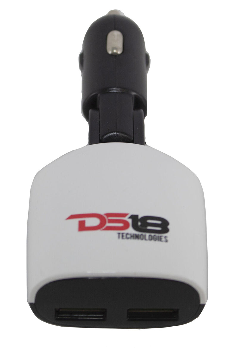 DS18 Car Audio 12 Volt meter With Dual Quick Charger USB Ports Black