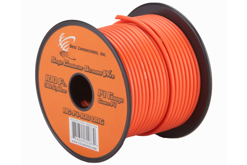 14 GA 100 FT Roll Orange Stranded CCA Primary Wire Lot Cut By The Foot