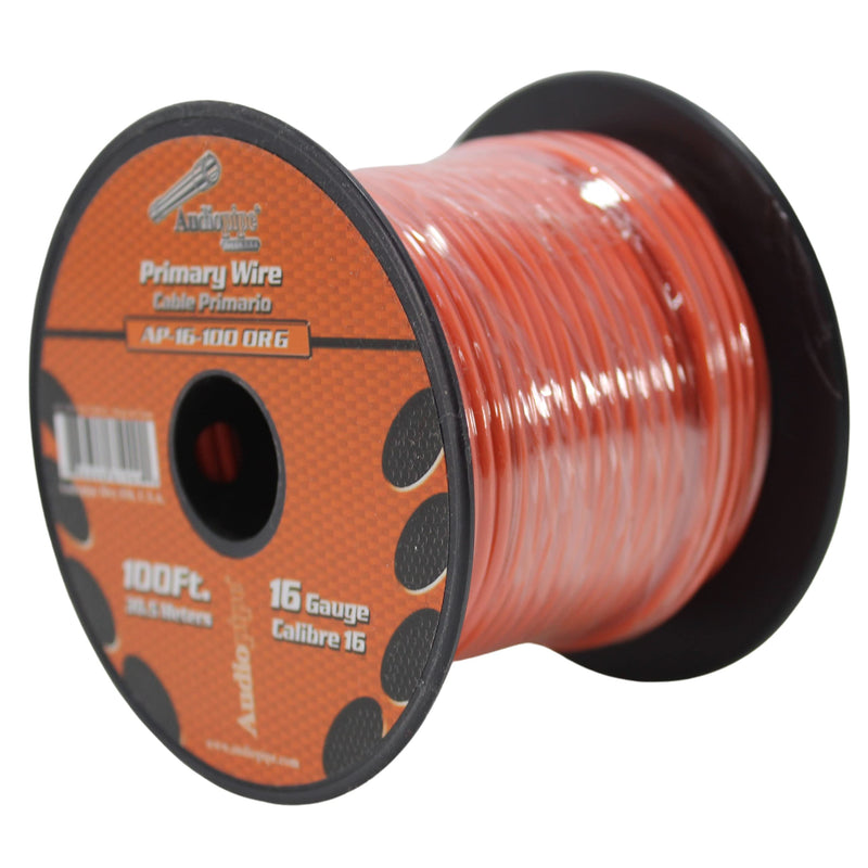 16 GA 100 FT Roll Orange Stranded Spool of CCA Primary Power Ground Wire Cable