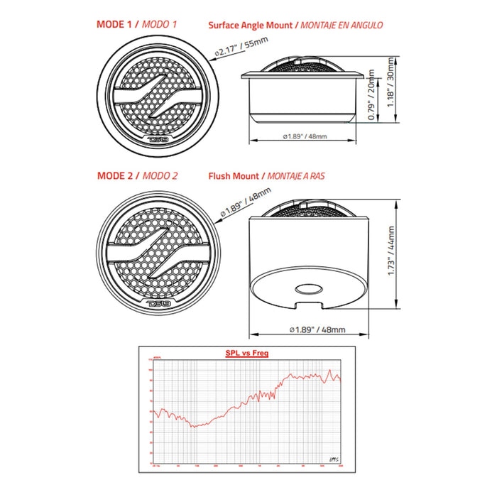 Pair DS18 1.7" PEI Dome Tweeters 100 Watts 4 Ohm With 1" Aluminum Voice Coil