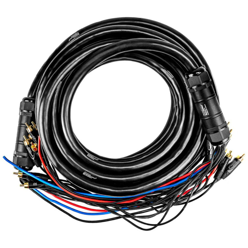 30ft Medusa Cable 10-Channel RCA with 3x12 Ga Black, Blue, Red Power Cables