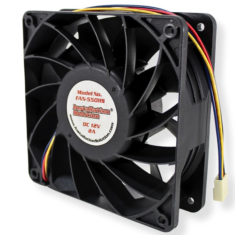 12V 2.0A High-Speed 50 CFM Waterproof Cooling Fan w/ Speed Controller FAN-550HS