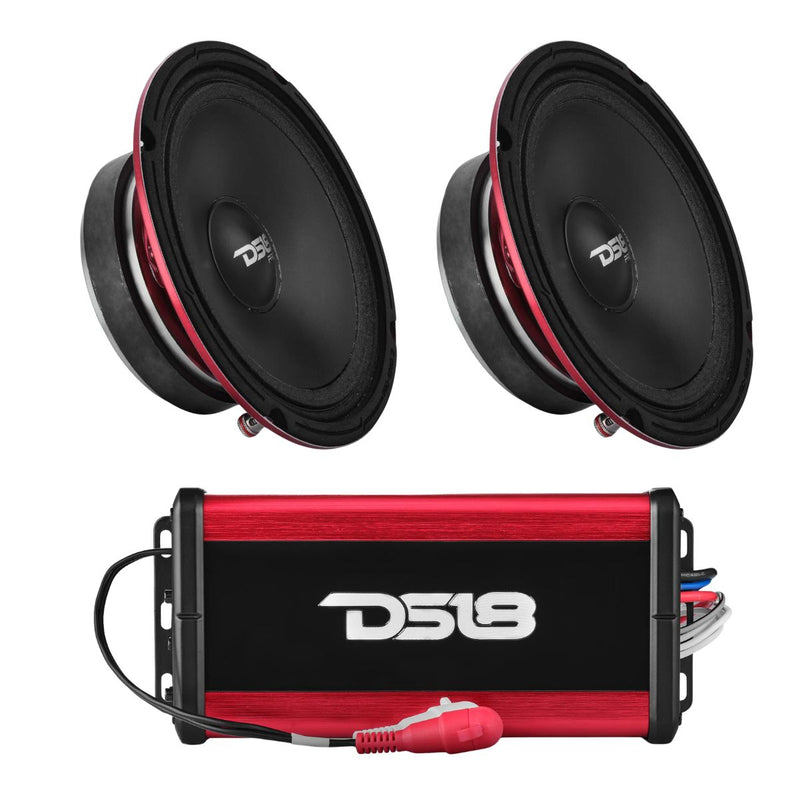 DS18 6.5" Marine Speaker & Amplifier Combo 200W Speakers +300W 2CH IP67 Nano Amp