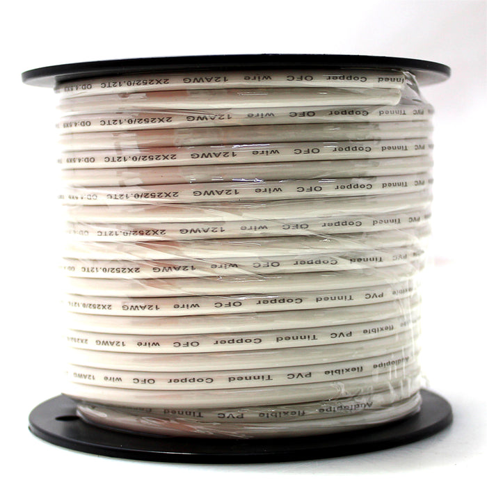 Audiopipe 12 GA 50 FT OFC Tin Copper Stranded Marine Speaker Wire Spool White