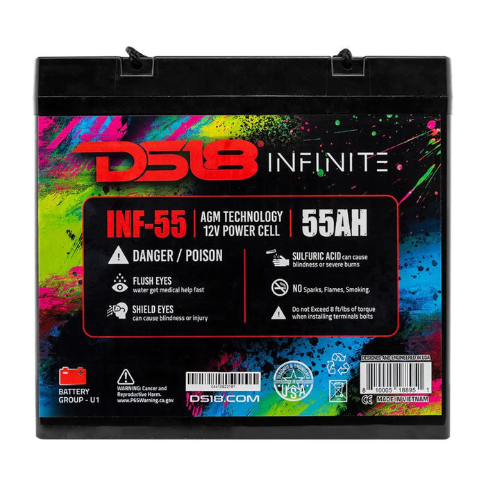 DS18 12 Volt Battery INFINITE 55AH 1750 Watt AGM Power Cell INF-55