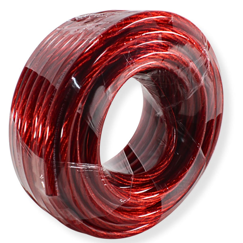 50Ft Pre Cut Coils of 0 Ga/4 Ga Black & Red CCA Power and Ground Wire Combo Kit