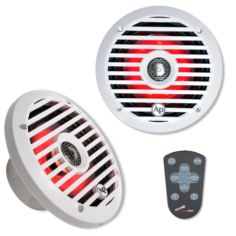 6.5” 100W RMS Coaxial 2-Way Marine Speaker Pair with LED Remote | APSW-654GL