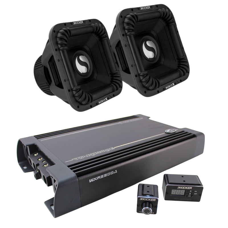 Two Solo X 15" Dual 1 Ohm 2000W RMS Subwoofer Combo with Warhorse 3600 Amplifier