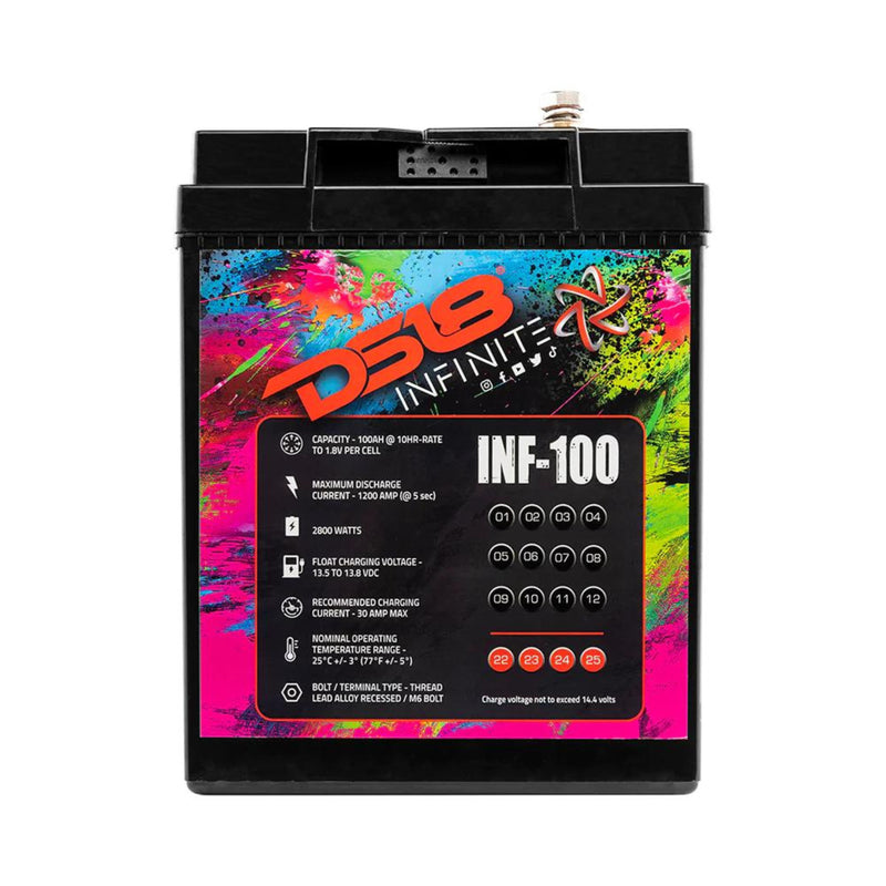 DS18 12V Battery 100 AH 2800W AGM Group 31 1200 Amps INFINITE INF-100