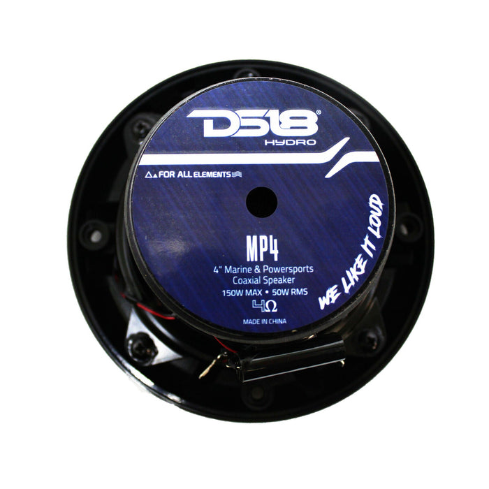 DS18 Hydro 4" 300 Watts 4 Ohm 2-Way Marine Speakers Black Pair MP4