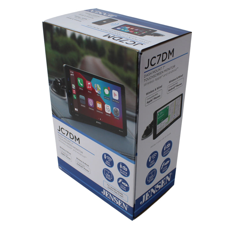 Jensen 7" Touchscreen Monitor, 12V Power Adapter w/Apple & Android Compatibility