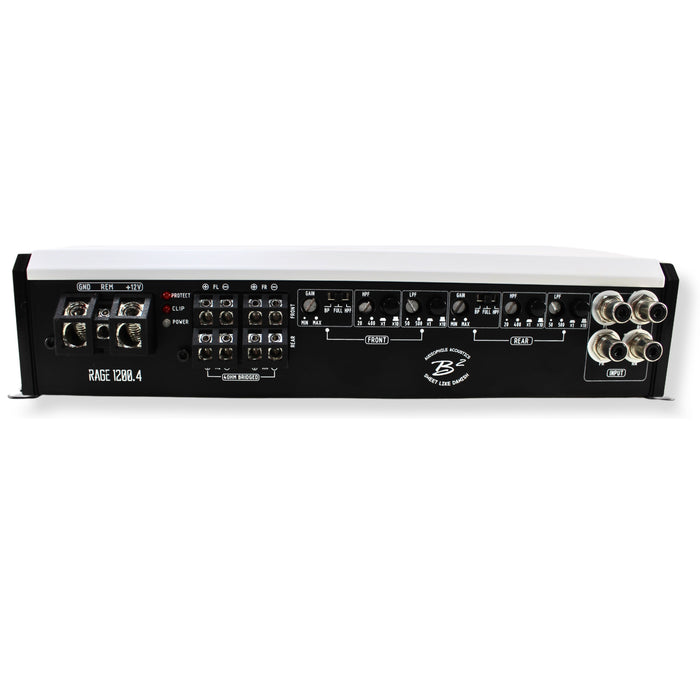 B2 Audio RAGE 4 Channel 1.2k 4 Ohm Amplifier W/ 2 RIOT8P Sets COMBO-12