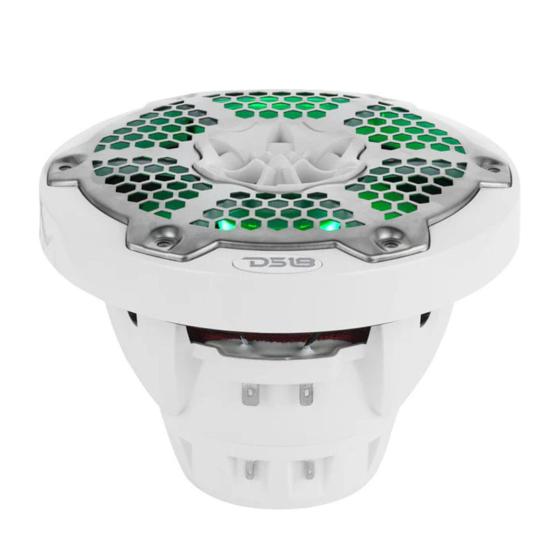 DS18 6.5" 250W RMS 4-Ohm Marine 2-Way Hybrid Speaker Pair w/ RGB LED NXL-6MD-WH