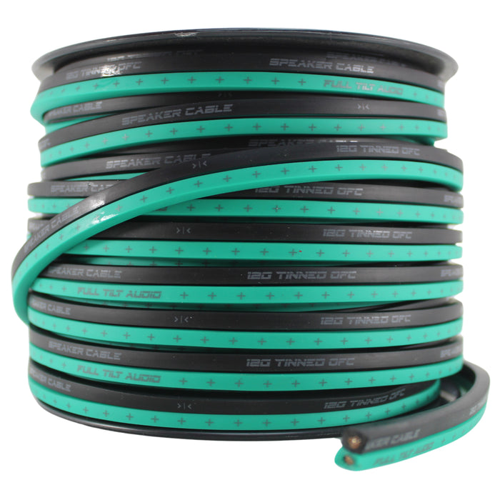 Full Tilt Audio 12Ga Tinned Oxygen Free Copper Speaker Wire Seafoam/Black Lot