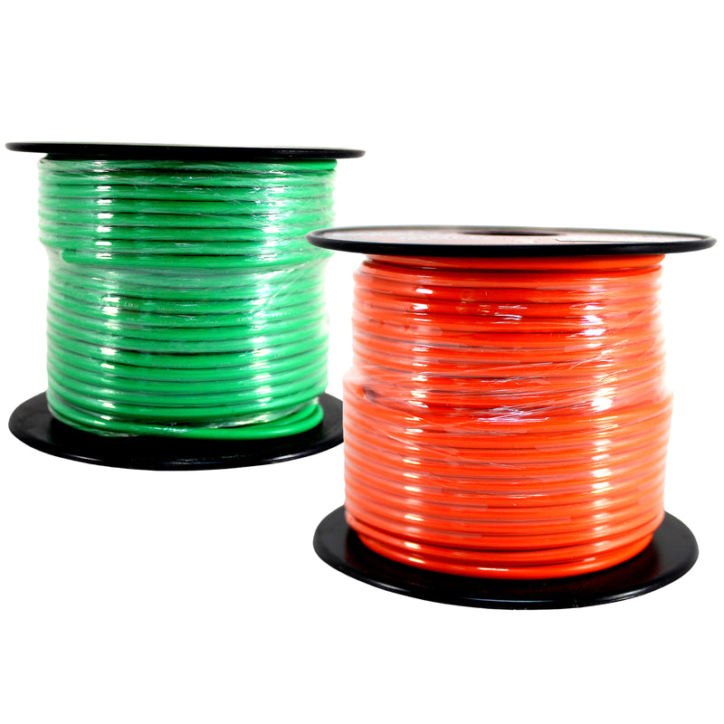 14 GA 100 FT Green Orange Stranded Spools of CCA Primary Power Ground  Wire Cable