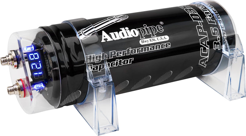 Audiopipe 3.5 Farad Capacitor w/ Digital Display & Status Indicator ACAP-D3500
