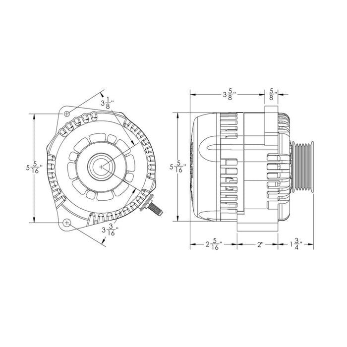 Mechman S-Series 240 Amp Black Finish Alternator For 88 - 95 GM Truck 8165240B