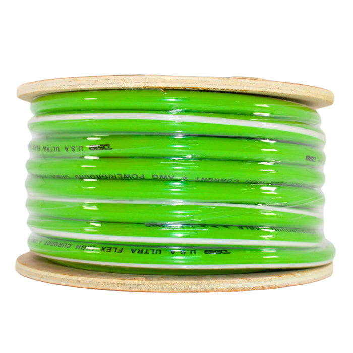 DS18 Car Audio 4 AWG 100% OFC Power/Ground Wire Neon Green Lot Cut By The Foot