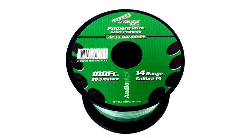 14 GA 100 FT Green Stranded of CCA Primary Power Ground Wire Cable - Full Spool