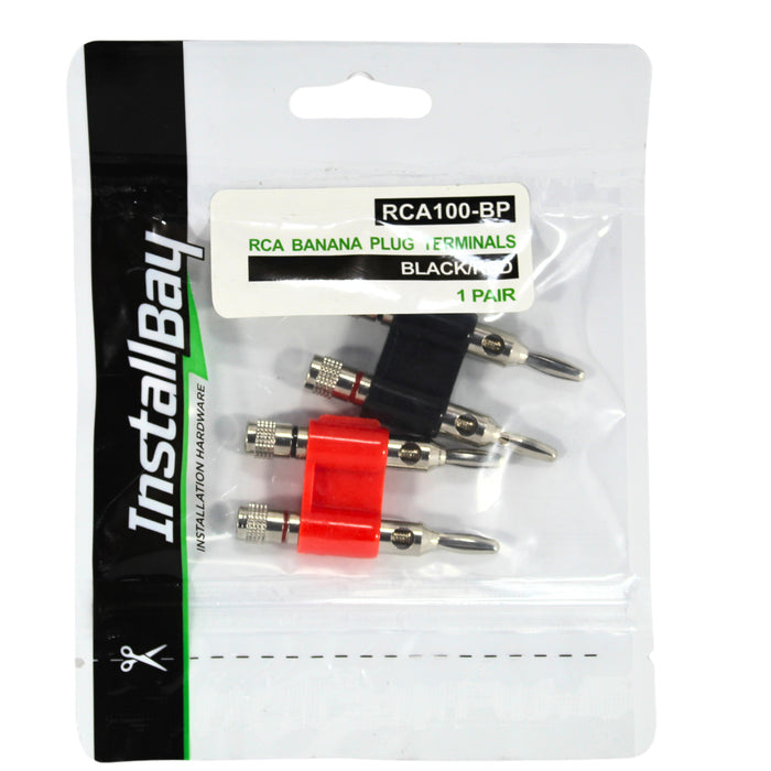 Install Bay Pair of RCA Banana Plugs Black & Red pairs RCA100-BP