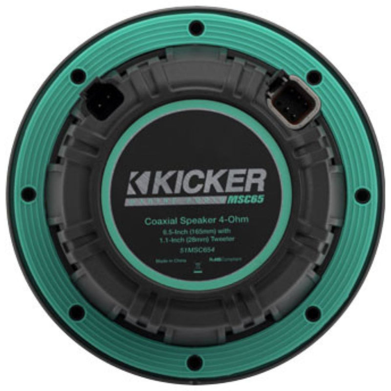 6.5" 200 Watt Peak 4 Ohm Marine LED Coaxial Speakers KICKER MSC65