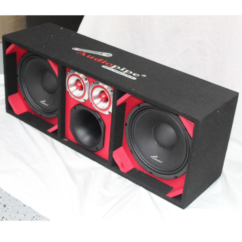 Red Loaded Speaker Box w/ 2x 10" Woofers, 6x 6" Drivers, 4x 4" Tweeters OPEN BOX