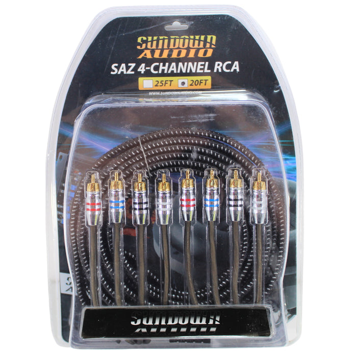 Sundown Audio 4 Channel SAZ RCA Interconnect Cables 12ft - 25ft