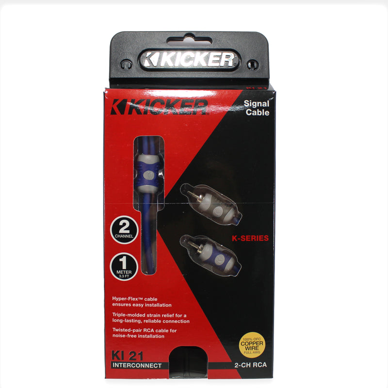 Kicker 2 Channel Silver-Tinned OFC Interconnect Cable (RCA) 3.25ft / 1m 46KI21