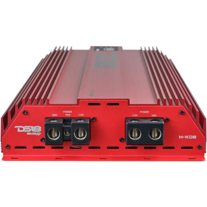 8000W RMS 1-Ohm Monoblock Red Amplifier w/ 8KW Voltmeter DS18 HOOLIGAN KO Series