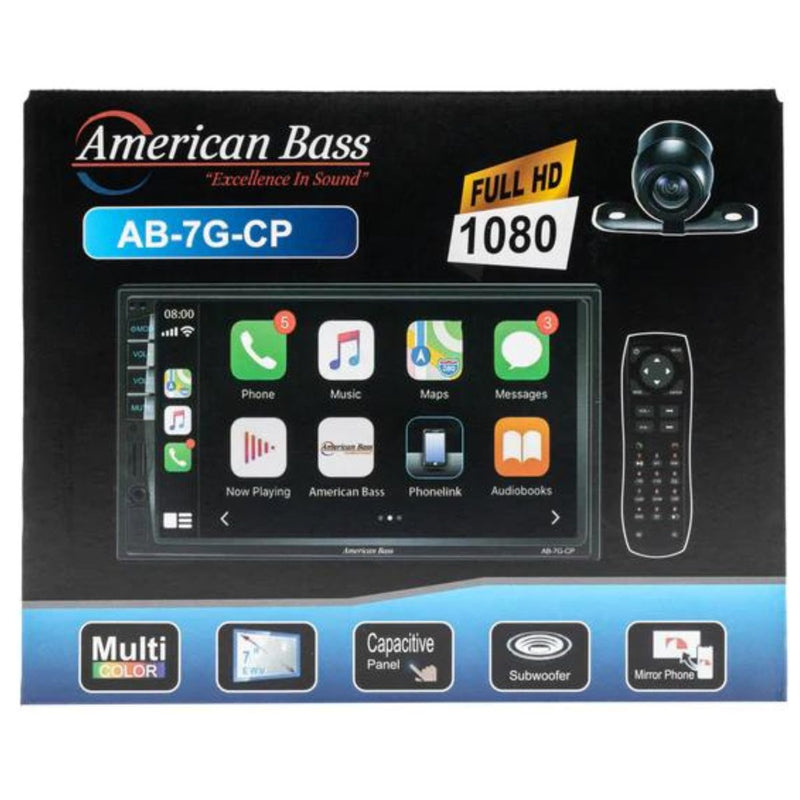 American Bass 7" Touchscreen MP5 Apple CarPlay & Android Auto Sub & Camera Outs