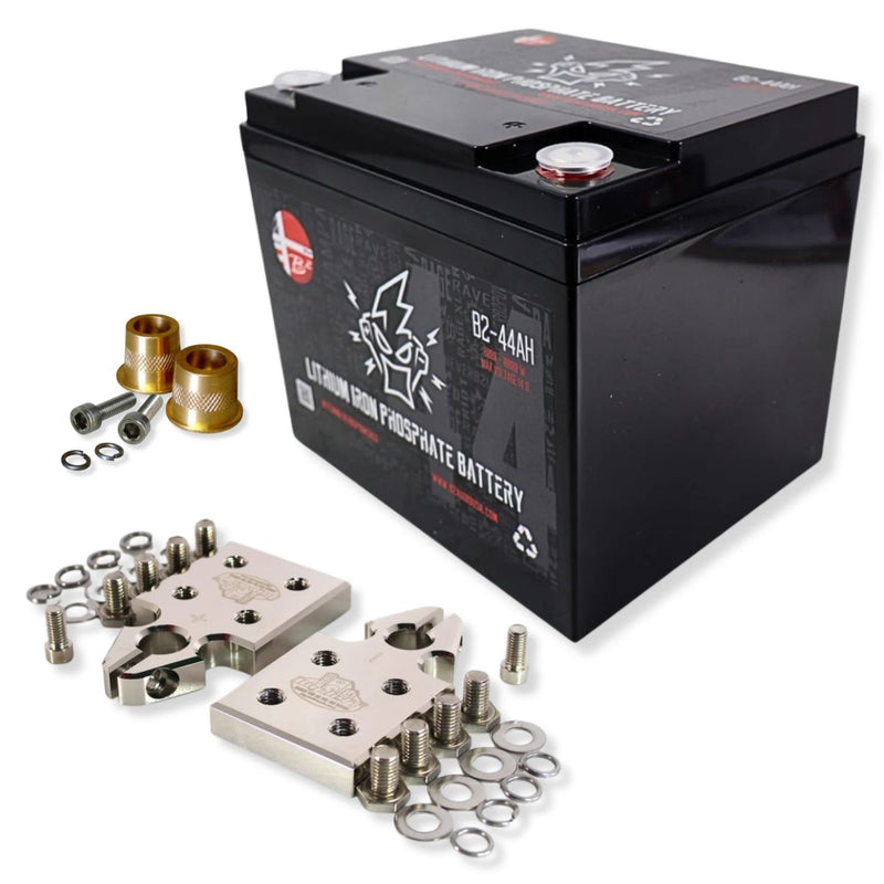 B2 Audio 44Ah 5000W LiFePO4 Battery 12V w SAE Top Posts & 4 Lug Style Terminals