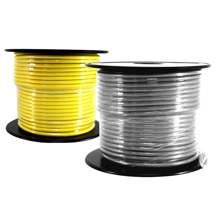 Audiopipe (2) 14ga 100ft CCA Primary Ground Power Remote Wire Spool Yellow/Gray