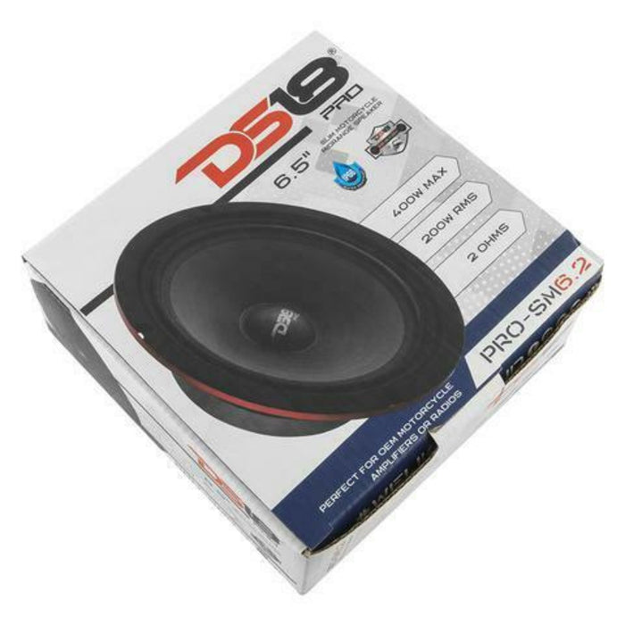 6.5" 200W RMS 2-Ohm Water Resistant Midrange Marine/Motorcycle Speaker Set DS18 PRO-SM6.2