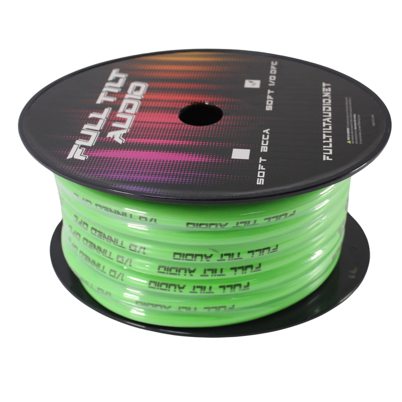 Full Tilt Audio 0 GA Tinned OFC Power/Ground Wire Lt. Green Lot Cut By The Foot