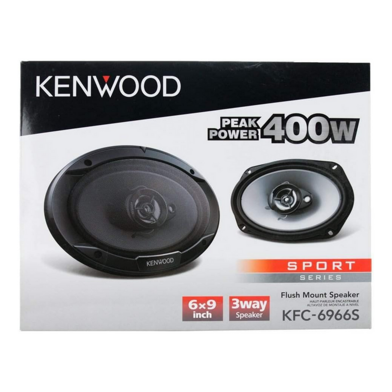 Pair of Kenwood 6 x 9 Inch 400-Watt 3-Way Flush Mount Coaxial Car Speaker