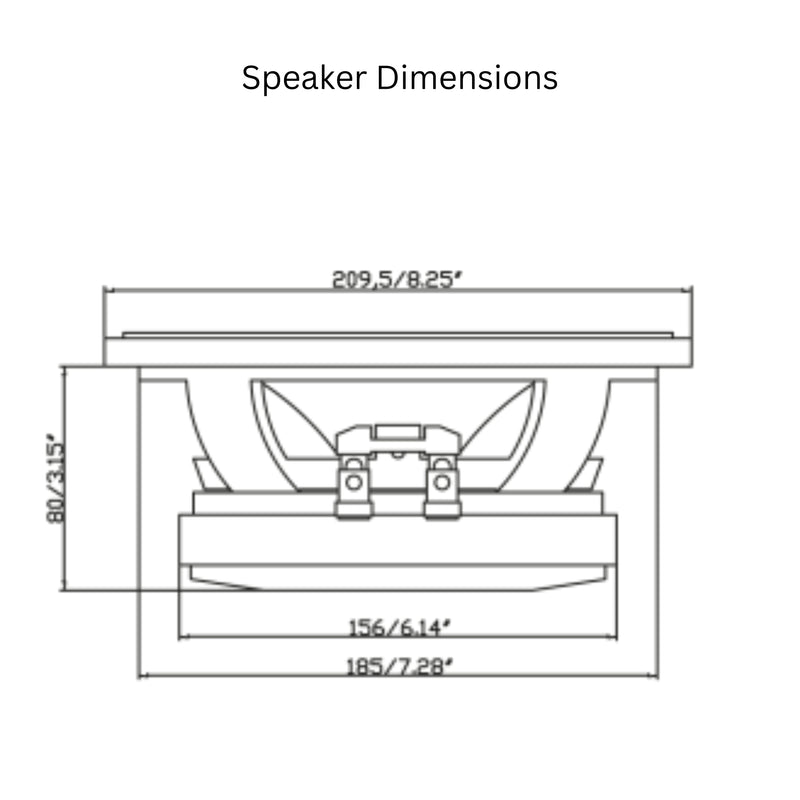 Massive Audio - 8" 200 Watt RMS 8 Ohm Mid-Range Speaker MA-MC8II-V2