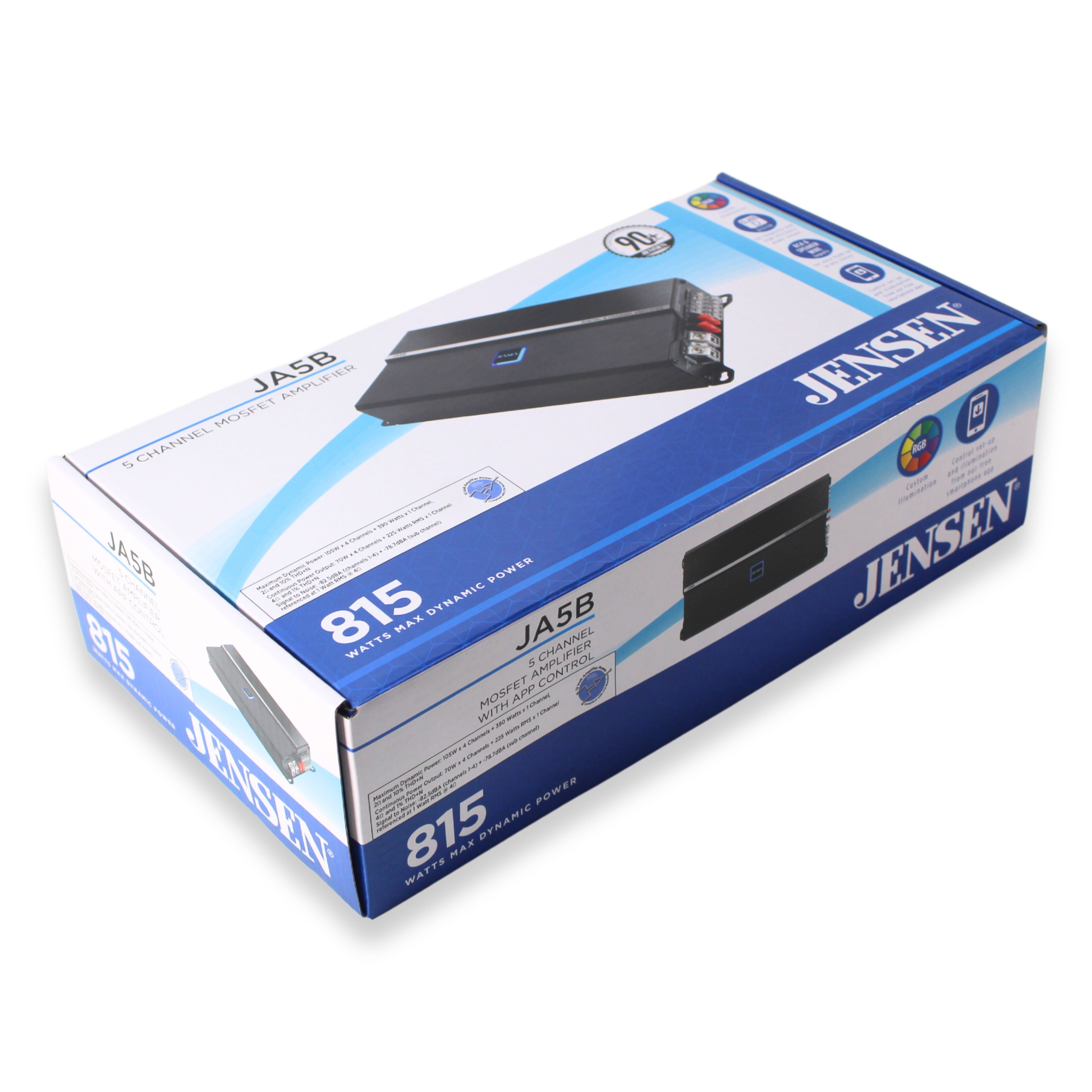 Jensen 5-Channel 815 Watts Class D RGB Amplifier w/ Bluetooth App
